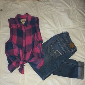 BOTH ITEMS🎉Hollister top & AE skinny denim jeans